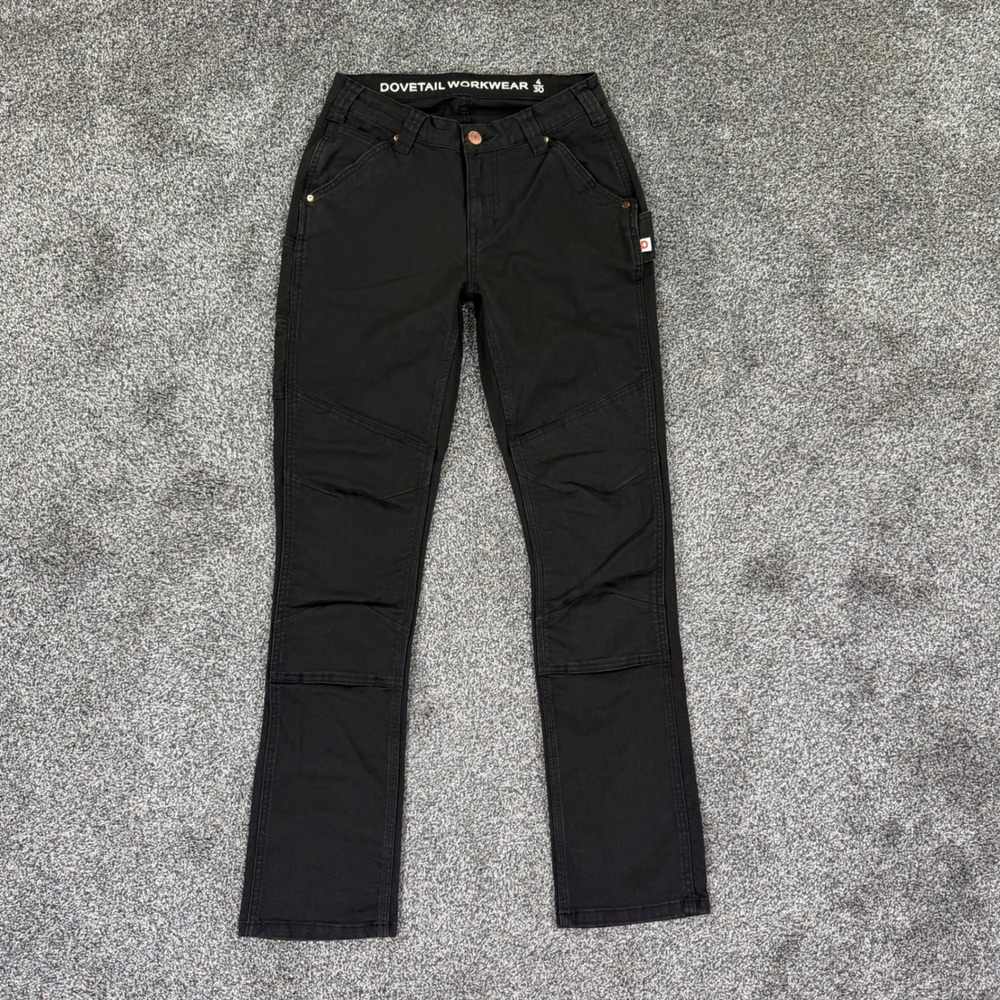 Dovetail Workwear Britt Utility Pants Womens 4/30 Black Canvas Double Knee Cargo